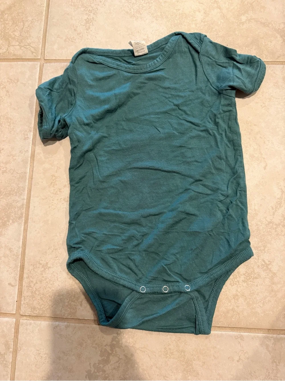 kate quinn Teal Short-Sleeve Baby Bodysuit